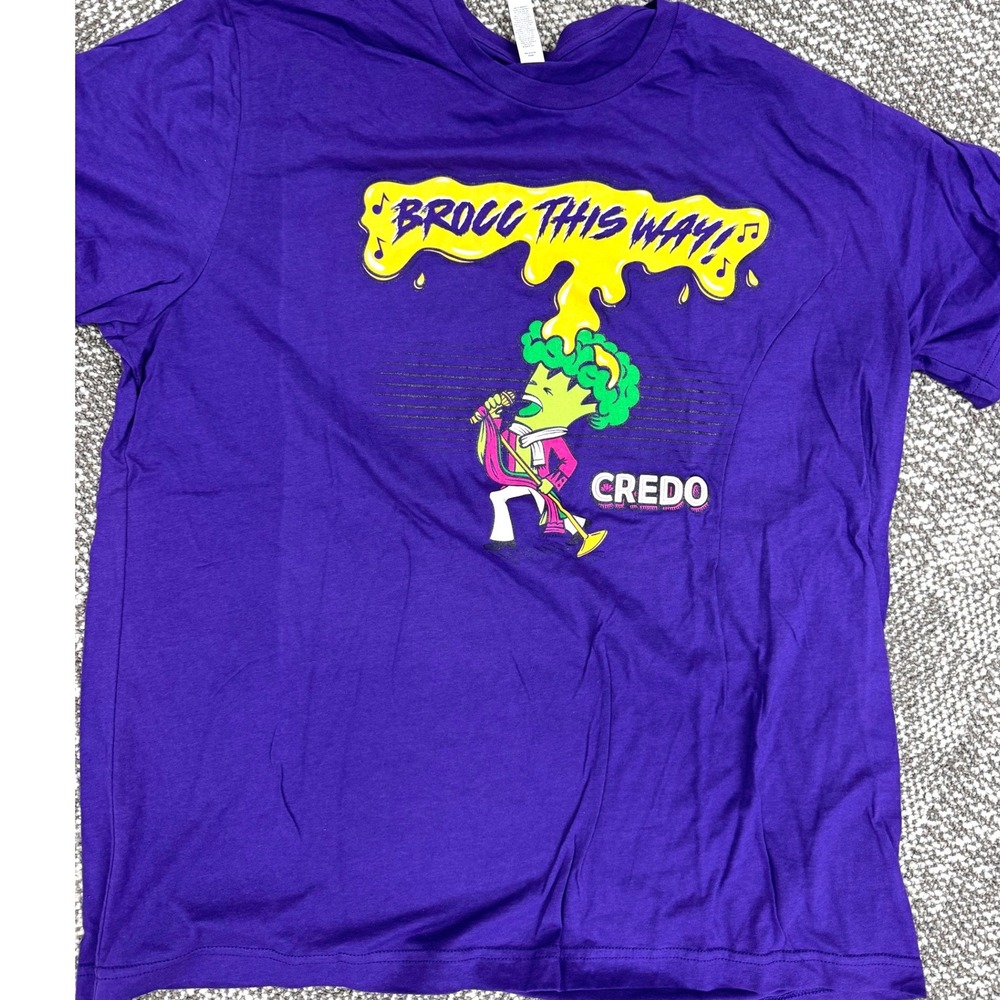 Purple Brocc This Way Graphic T-Shirt Mens XL Broccoli Pun Tee